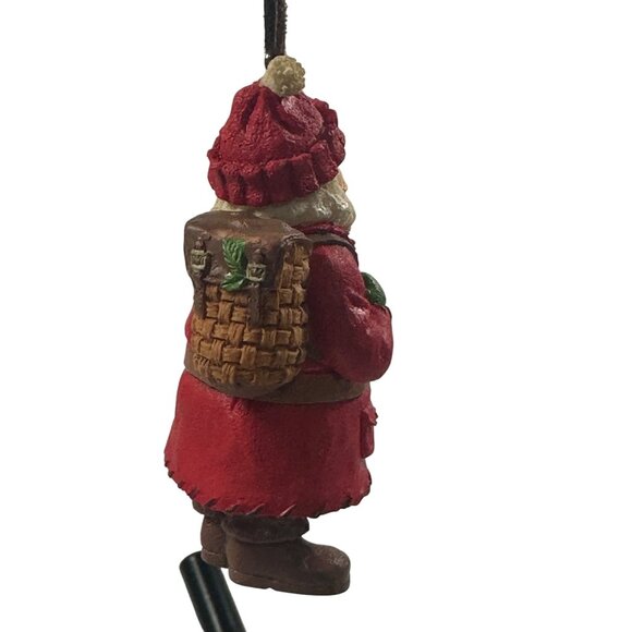 2003 Hallmark Kris Kringle Ornament With Woven Backpack & Red Coat Christmas - Picture 4 of 8